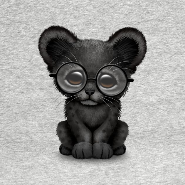 Cute Baby Black Panther Cub Wearing Glasses by jeffbartels